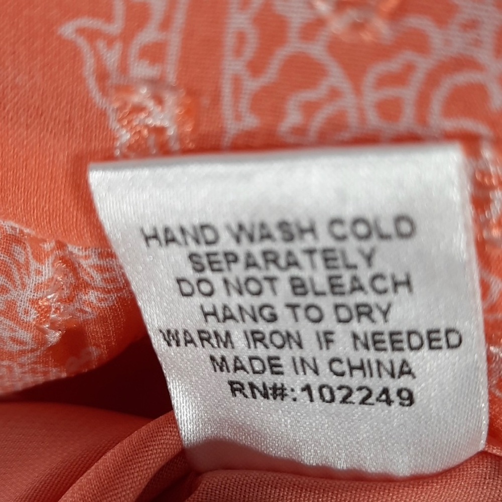 Skies Are Blue Tiered Smocked Bodice Babydoll A-Line Mini Dress SZ M Coral - Picture 10 of 12